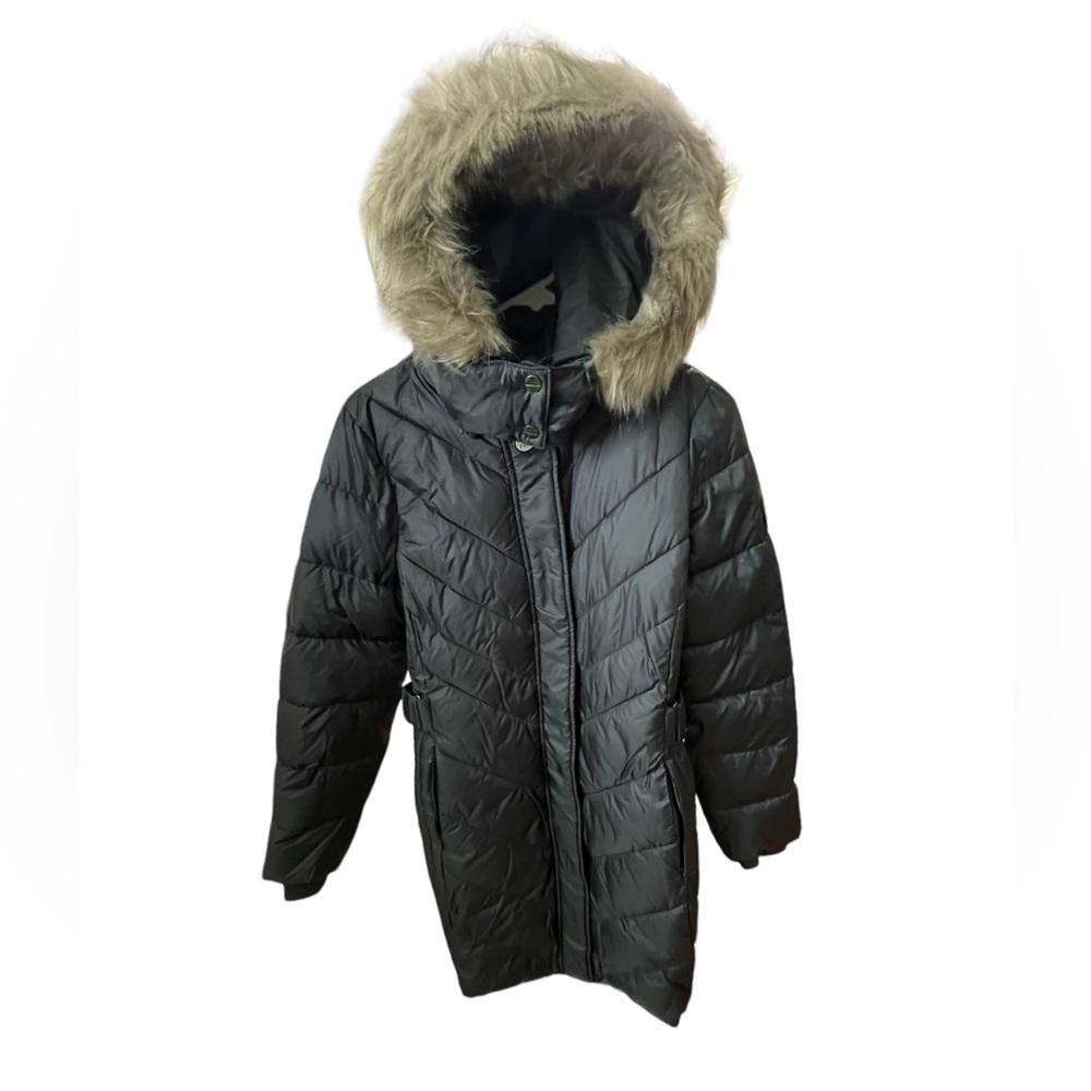 New with tag Larry Levine Quilted Down Faux Fur Hood Size medium